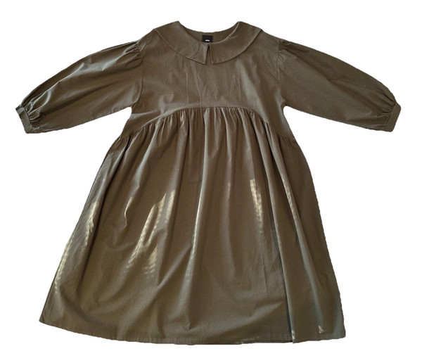 Alpha Dress XXL Baby Doll Cotton Khaki Peter Pan Collar Loose Balloon Sleeves