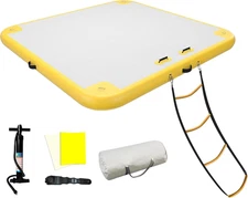 6ft/8ft/10ft/12ft Inflatable Floating Dock Platform, 6x6 FT, YELLOW 