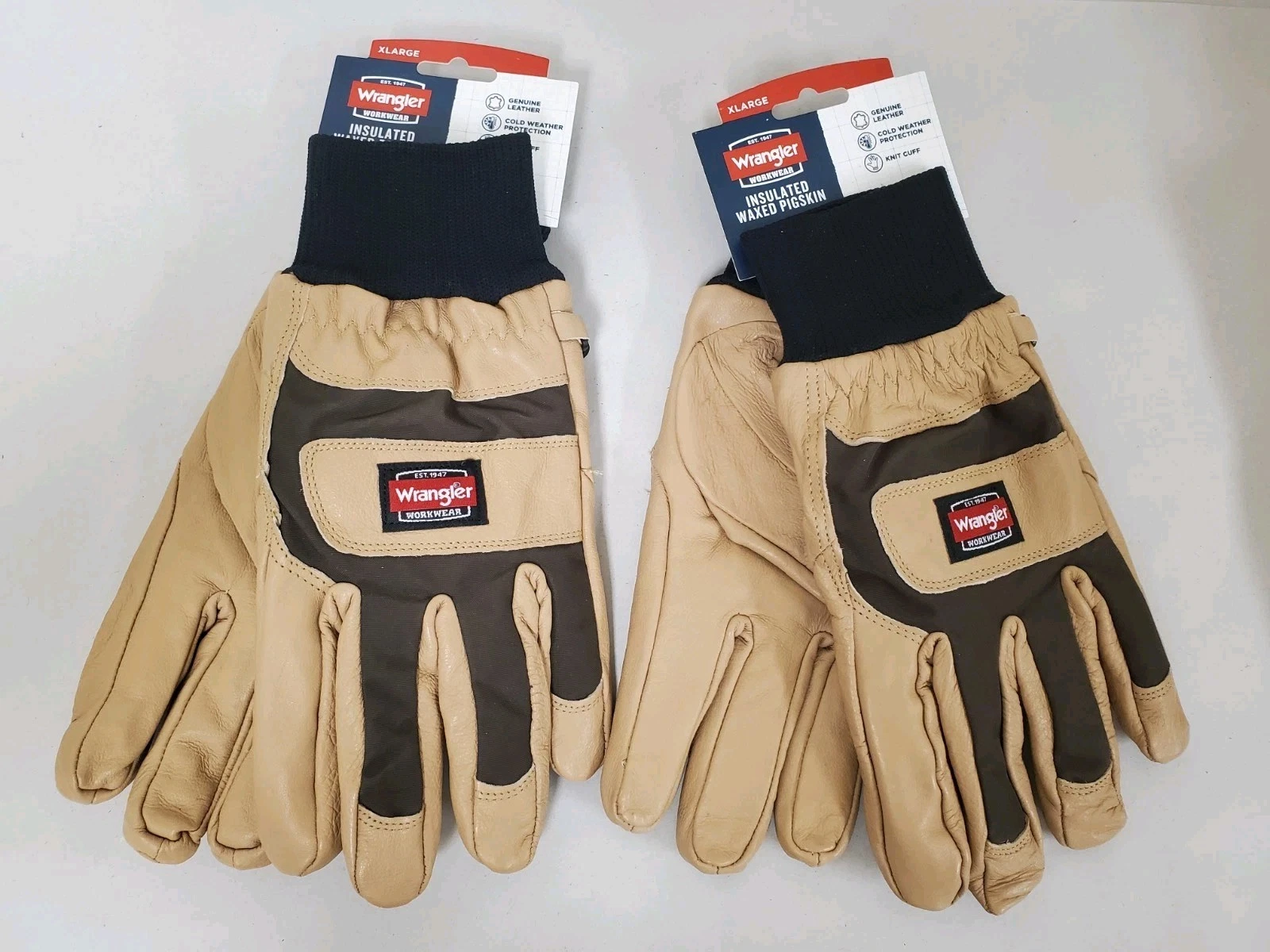 *2 PAIRS* Wrangler XL Workwear Insulated Waxed Pigskin Outdoor Work Gloves