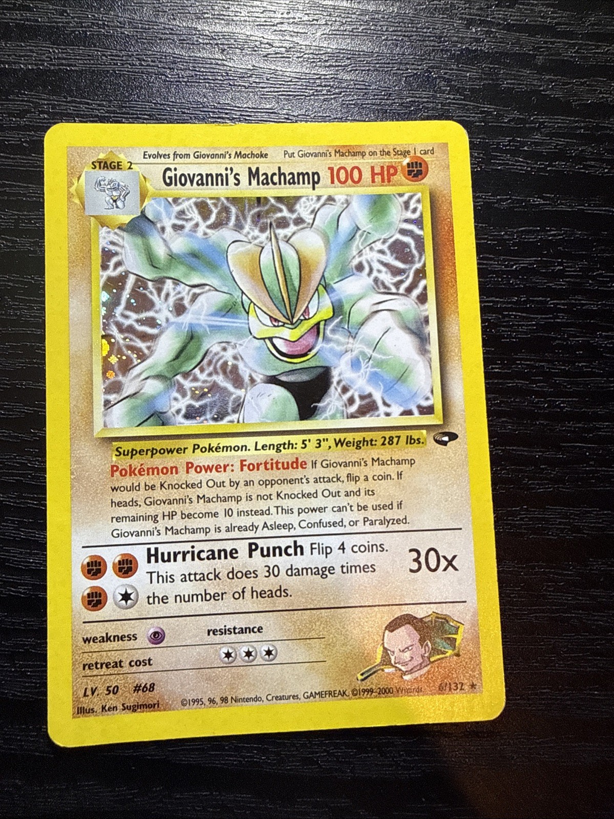 2000 POKEMON GYM CHALLENGE #6/132 GIOVANNI'S MACHAMP HOLO RARE