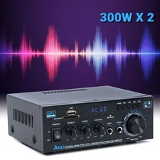 Home Audio Stereo Amplifier AK45: 300Wx2 Bluetooth 5.0 High-Power Receiver