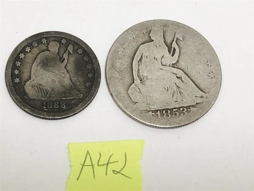 1888 S SITTING LIBERTY QUARTER & 1853 HALF DOLLAR LOT #A42