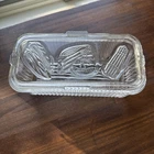 Vintage Federal Glass Refrigerator Storage Dish Ribbed w/Embossed Vegetable Lid
