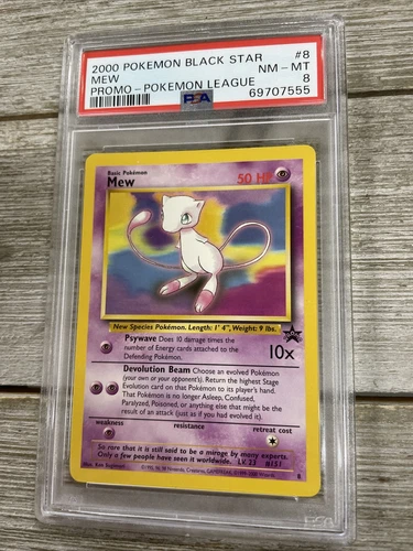 Graded PSA 8 2000 Pokemon Black Star - Mew - Promo Pokemon League