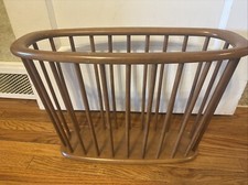 DANISH Brown Wood Oval Magazine Rack Storage Spindle Newspaper Maple?  SMOOTH