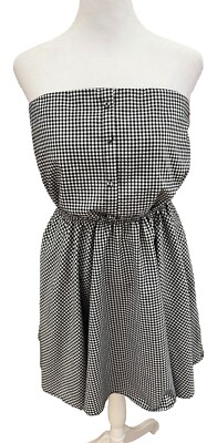 PAPAYA Black & White Checked Strapless Summer Sun Dress Women s Size Large