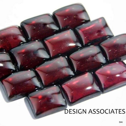 RED GARNET 7 x 5 MM EMERALD CUT CABOCHON 3 PIECE SET ALL NATURAL - Picture 1 of 1