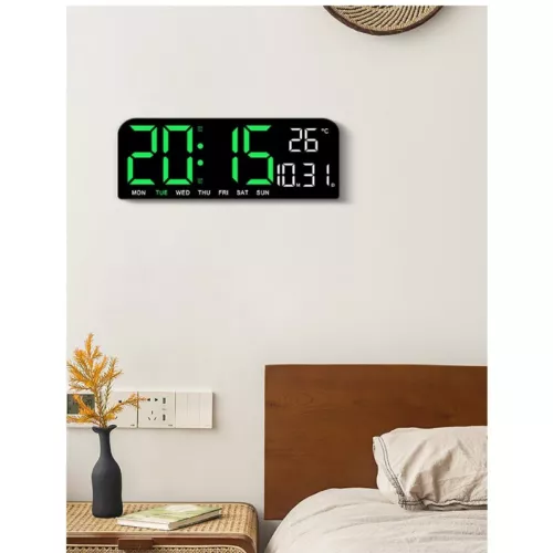 LED große digitale Wand Schreibtisch Uhr Fernbedienung Temperatur Datum Wochenanzeige - Bild 14 von 15