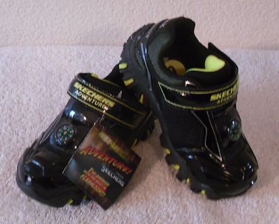 NEW Skechers Hot Lights Damager Adventurer Infant Boys Shoes Sneakers  Black