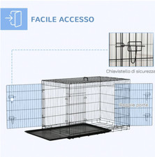 Gabbia Pieghevole per Cani e Gatti Kennel in Acciaio Doppia Porta con maniglia