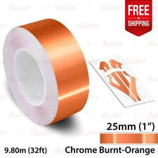 CHROME BURNT-ORANGE 1" 25mm PIN STRIPE Car Striping TAPE Decal Vinyl Sticker