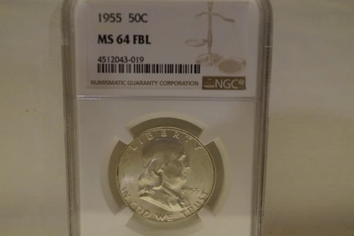 1955 50C Franklin Half Dollar NGC MS64 FBL