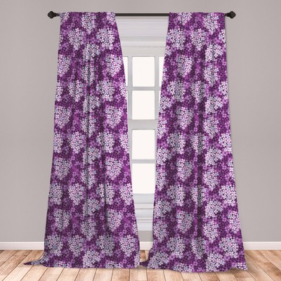 Flowers Microfiber Curtains 2 Panel Set Living Room Bedroom in 3 Sizes