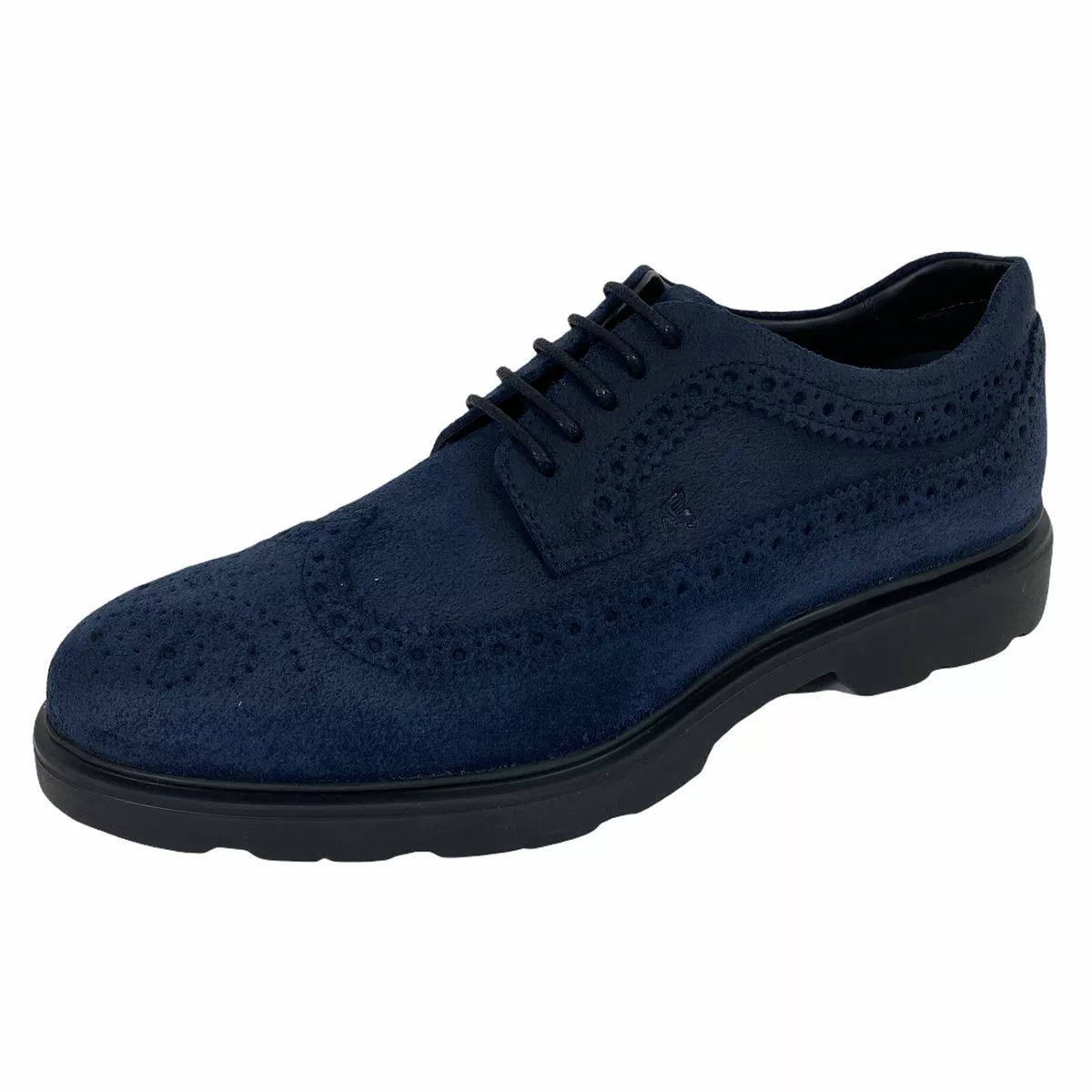 B86 Mens Shoe HOGAN H393 DERBY Calf Crust Suede Blue Shoes Men