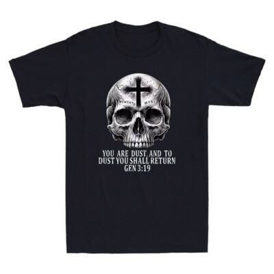Memento Mori Catholic Crucifix Traditional Latin Mass Skull Retro Men's T-Shirt