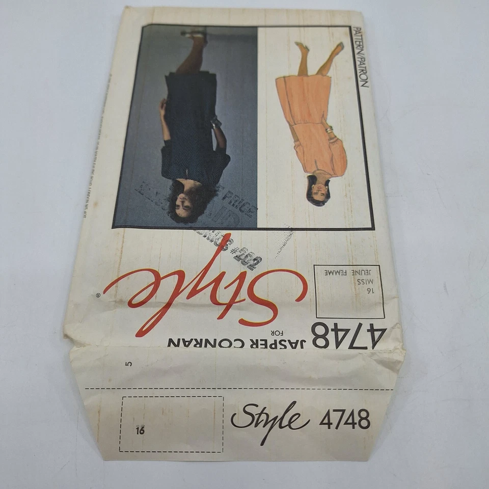 Style 4748 VTG 80s Misses Pullover Dress Size 16 Jasper Conran Pattern UC FF - Image 3 of 4