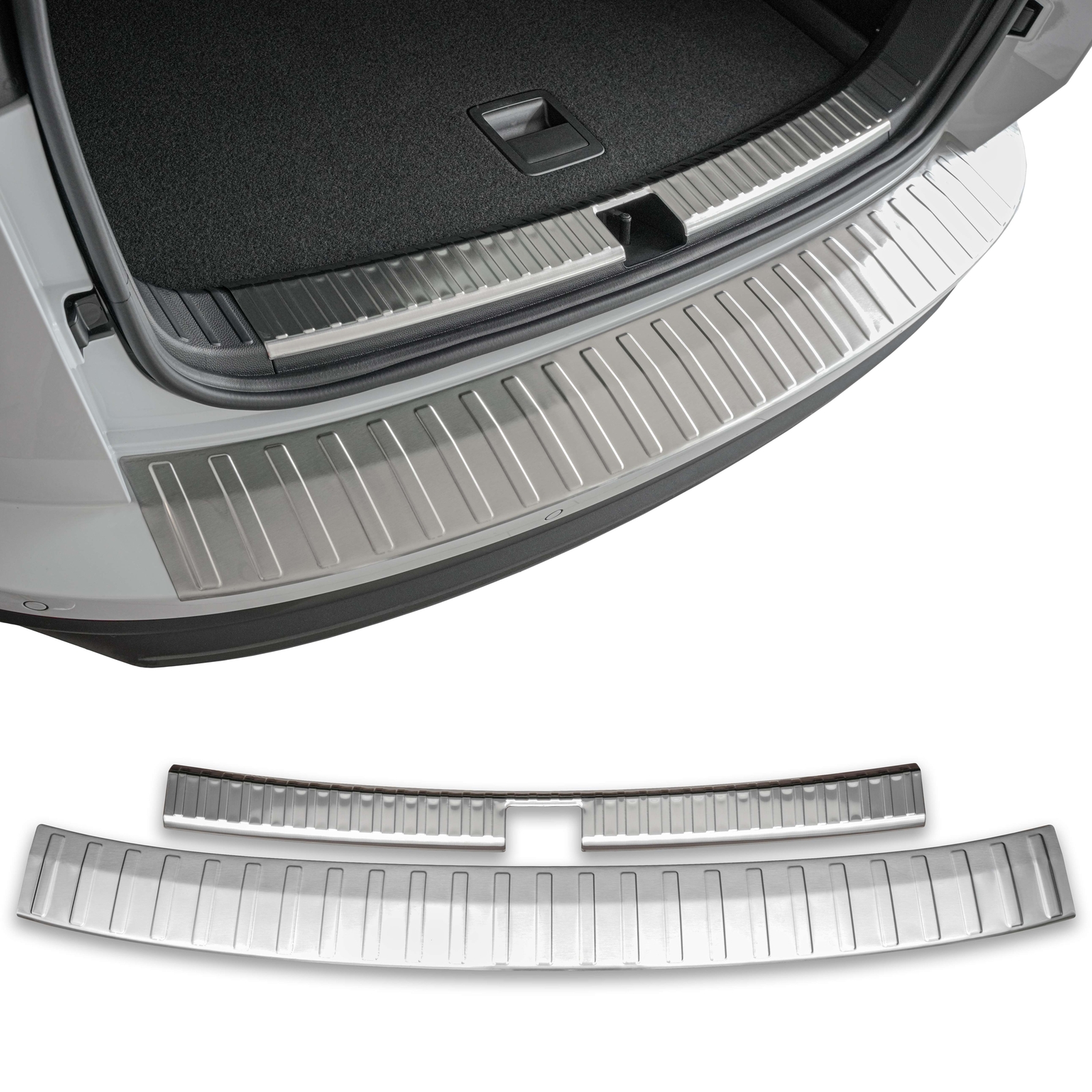 Protección de borde de carga acero inoxidable interior + exterior mate adecuado para Skoda Karoq | a partir de 2017