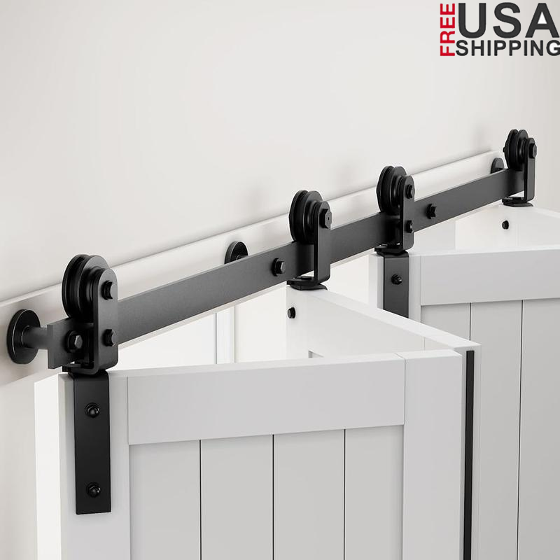 Bifold Barn Door Hardware Kit Sliding Track Closet Cabinet Doors Easy Install US