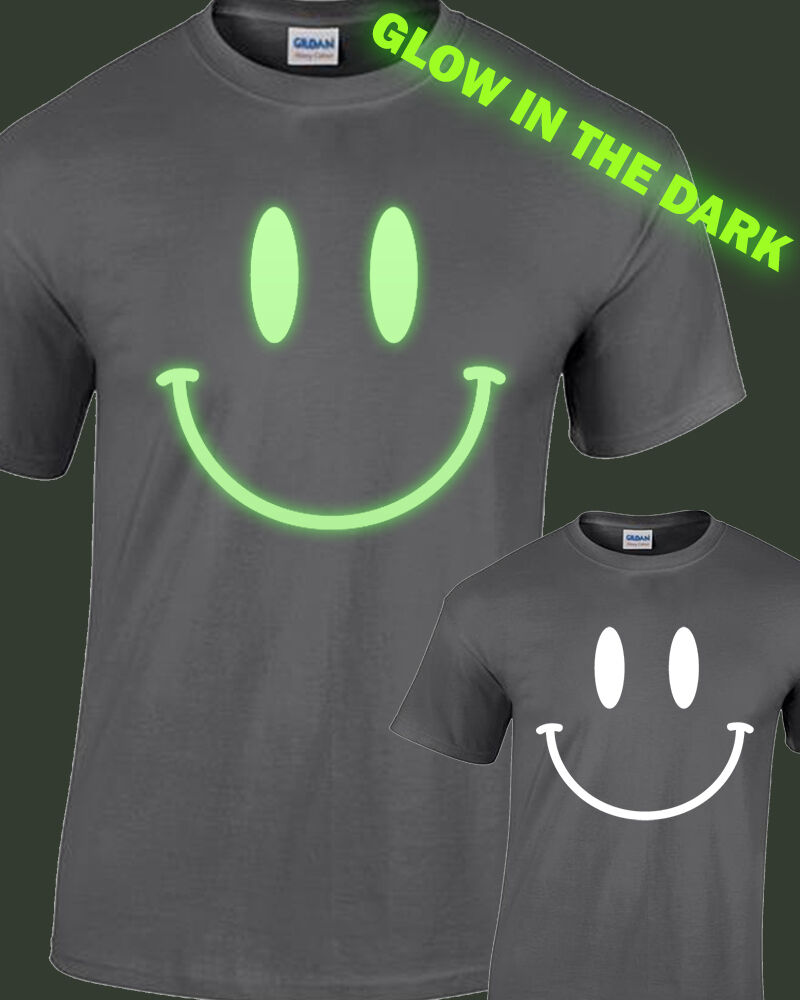 Scary Face Halloween T-Shirt Dark Green Glow Neon Shine-T-Shirt – Managatee