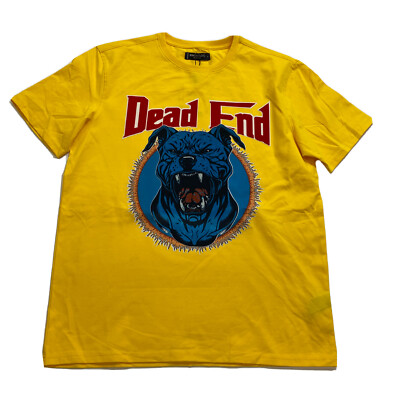 MENS 100% AUTHENTIC ROKU STUDIO T-SHIRT SIZE Large Yellow Dead End Bully Dog