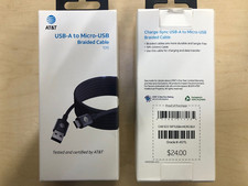 AT T Android USB-A to Micro-USB 10FT Braided Charge  Sync Cable in Black