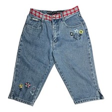 R.V.T. Y2K Vintage Girl's Floral Embroidered Capri Jeans Sz 16