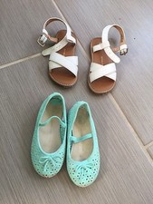 Designer Baby Gap Girls Lot Of Shoes Sandals Teal White Mod Size 7