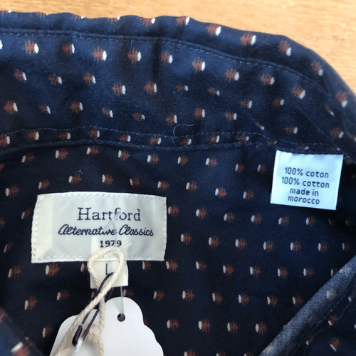 Hartford Alternative Button Down Shirt Mens L Classics Paul Navy-Brown Print NWT - Picture 8 of 9