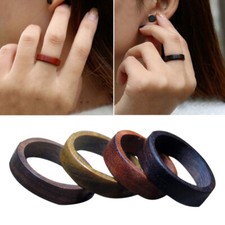 Women Men Ebony Ring Wooden Craft Natural Wood Ring Finger Rings Band Jewelr