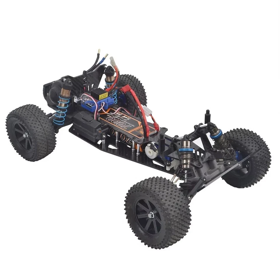 Chasis inferior superior de carbono con soportes de torre de choque para Traxxas Bandit Rustler 2x2 Foto 3 de 4