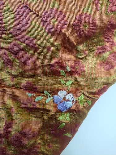Vintage Taj mahal Shawl brocade woven WWII Scarf Silk piano Fringes item288 - Picture 8 of 11