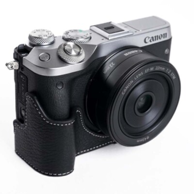 2024 Handmade Genuine Real Leather Camera Half Cover Case Bag For Canon EOS M6
