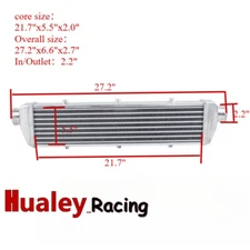 27.2"x6.6"x2.7" L&TEC FMIC UNIVERSAL ALUMINUM TURBO INTERCOOLER 2.2" IN/OUTLET