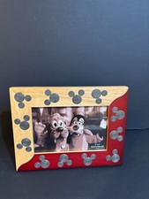 Disney Parks Authentic Original Mickey Mouse 4x6 Frame-Metal Inlaid In Wood