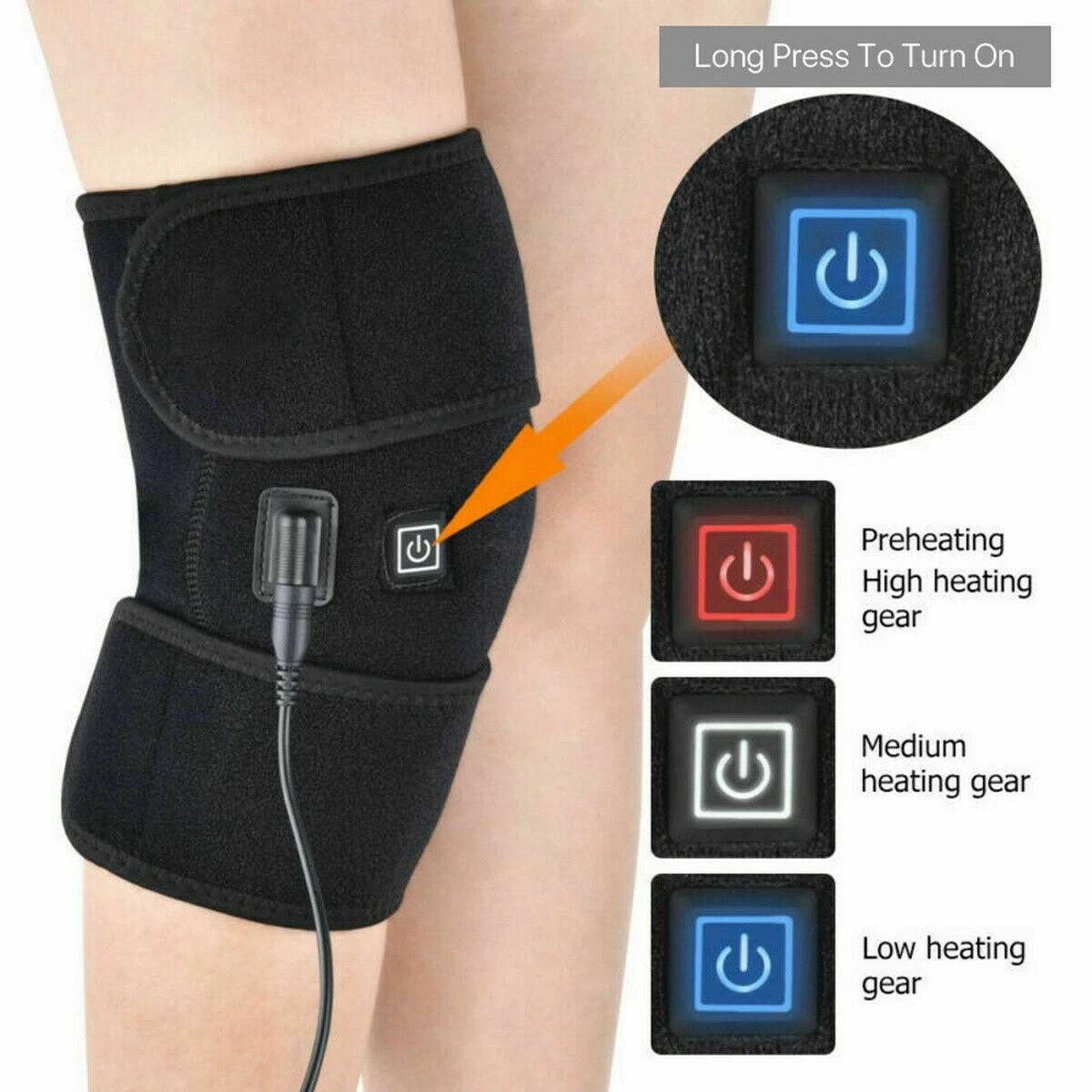 USB Heated Knee Braces Leg Warm Wrap Belt Sleeves Therapy