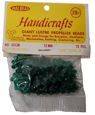 Walbead 12MM Giant Lustre Propeller Beads 72 Pcs Opaque Green 5312R New