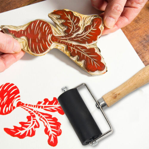 Hard Rubber Roller Printing Ink Lino Brayer Art Craft Tool Handmade Printing NEW - Picture 3 of 12