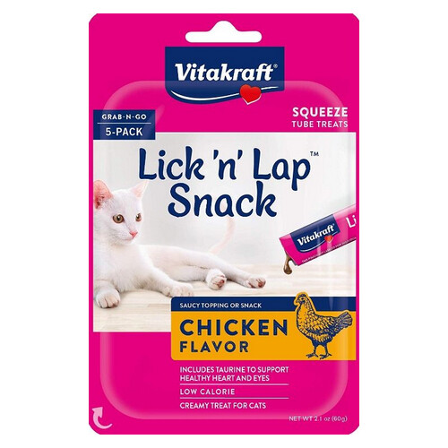 Lick N Lap Snack Chicken Cat Treat 5 count By Vitakraft - Afbeelding 1 van 1