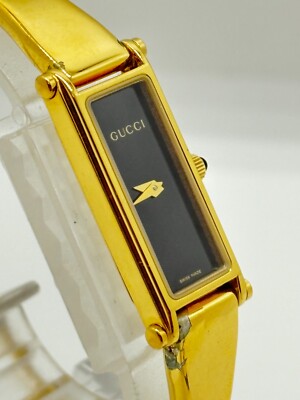 Exc+3] Gucci 1500L Watch Ladies Rectangle Champagne Quartz Gold