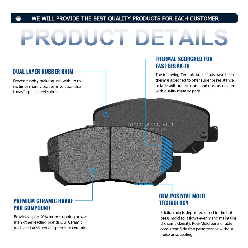 Front + Rear Ceramic Brake Pads Kit For Toyota Camry Lexus ES350 Avalon