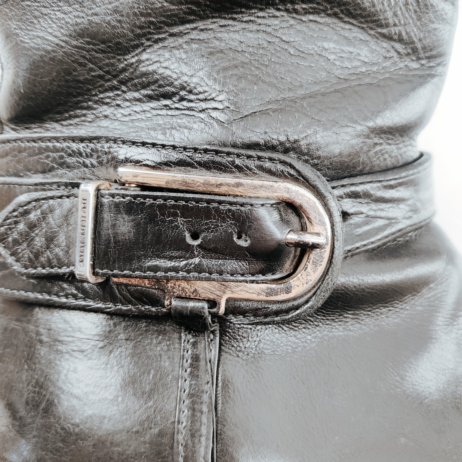 BURBERRY Adelaide Black Leather Zip Tall Knee Equestrian Riding Boots