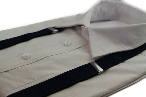 Boys Navy Matching Bow Tie + Suspender Set Kids Unisex Dress Up Wedding New - Picture 2 of 8