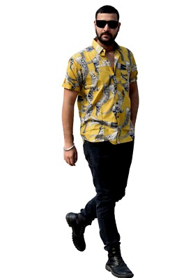 Indian Yellow Floral XL Size Cotton Half Sleeve Shirt Men's Wedding Dress Shirt | eBay Indian Yellow Floral XL Size Cotton Half Sleeve Shirt Men's Wedding Dress Shirt | eBay