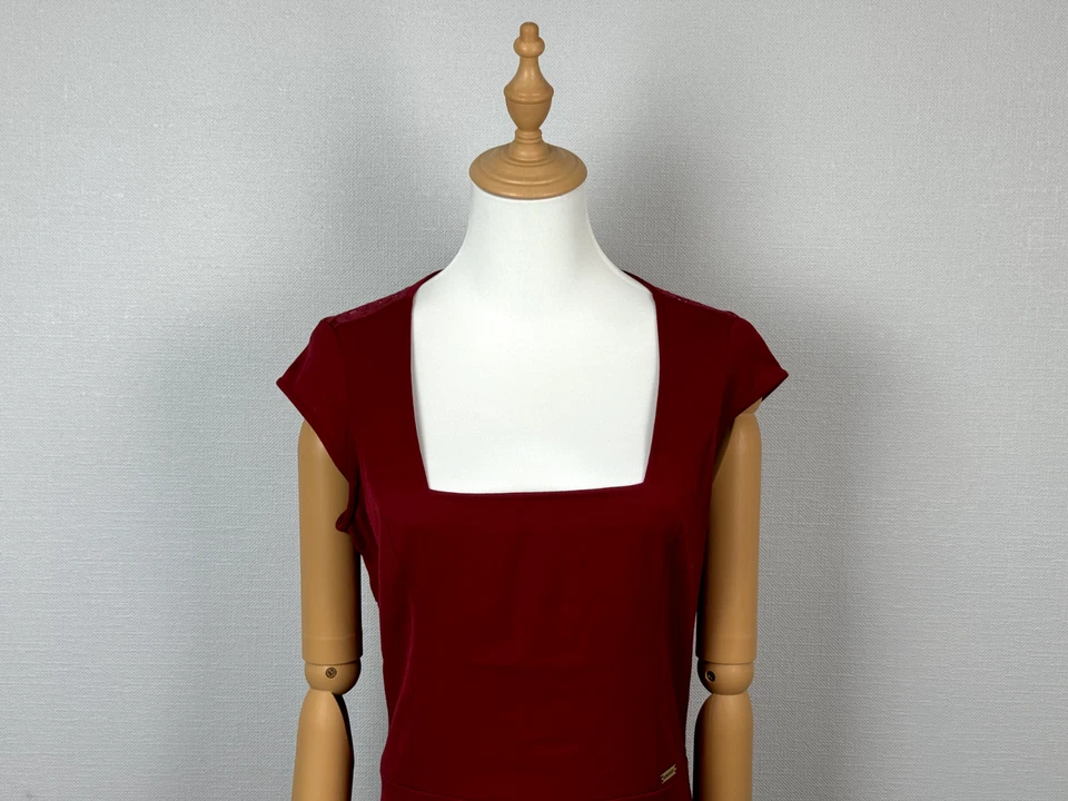 Vestido Miss Sixty Escote Cuadrado Rojo Sin Mangas 3/4 Espalda Cremallera Talla L Foto 2 de 4