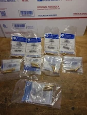 (18) BRASS ..1/4" I.D. Nipples - B SIZE..LOT OF 9 BAGS..18 PCS. TOTAL...SEE PICS