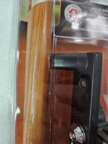 Patio Door Handle Replacement Oak Grain 1" Door 3.5" Hole Spacing Prime Line New - Picture 3 of 9