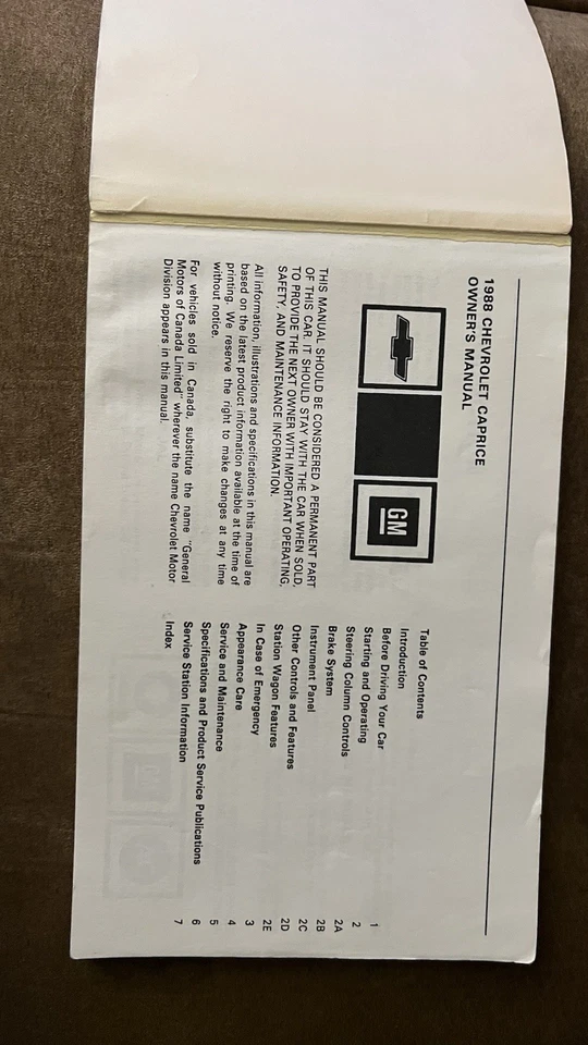 G-body Caprice 88 Owners Manual - Image 4 of 4