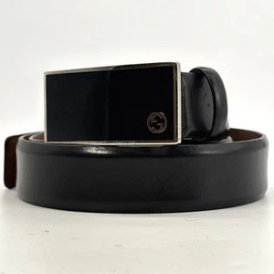 Ceinture cuir plaque à emboîtement GUCCI noir 77 95 cm larg cm 85/34 du Japon