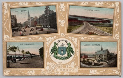 DUNDEE Mehransichtspostkarte, gestempelt 1907