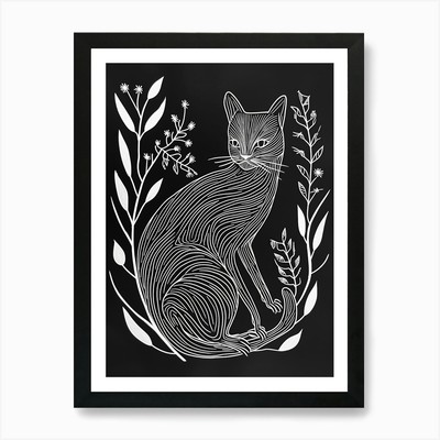 Bombay Katze minimalistische Illustration gerahmtes Wandbild Poster Leinwanddruck Bild